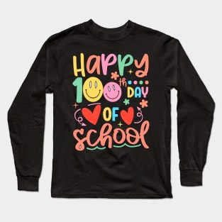 Retro Happy 100th Day Of School Teachers 2023 Long Sleeve T-Shirt